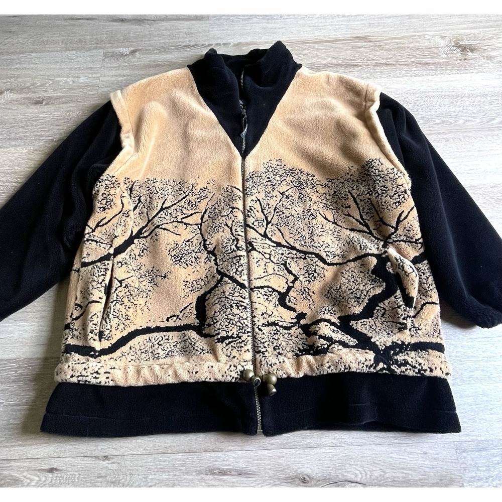 Vintage Denali Jacket Men's 2X Plush Fleece Jacket Lined Forest Tree Full Zip
